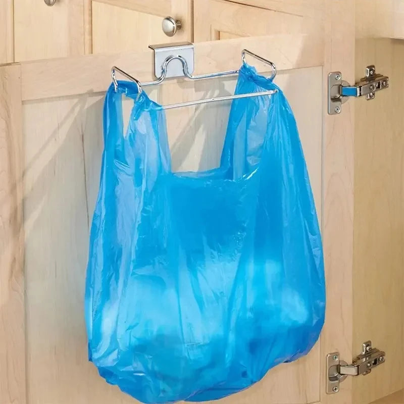 Kitchen Trash Rack Cabinet Door Garbage Bags Holder Stainless Steel Garbage Rack With Hanging Bracket Kitchen Gadgets garbagecan