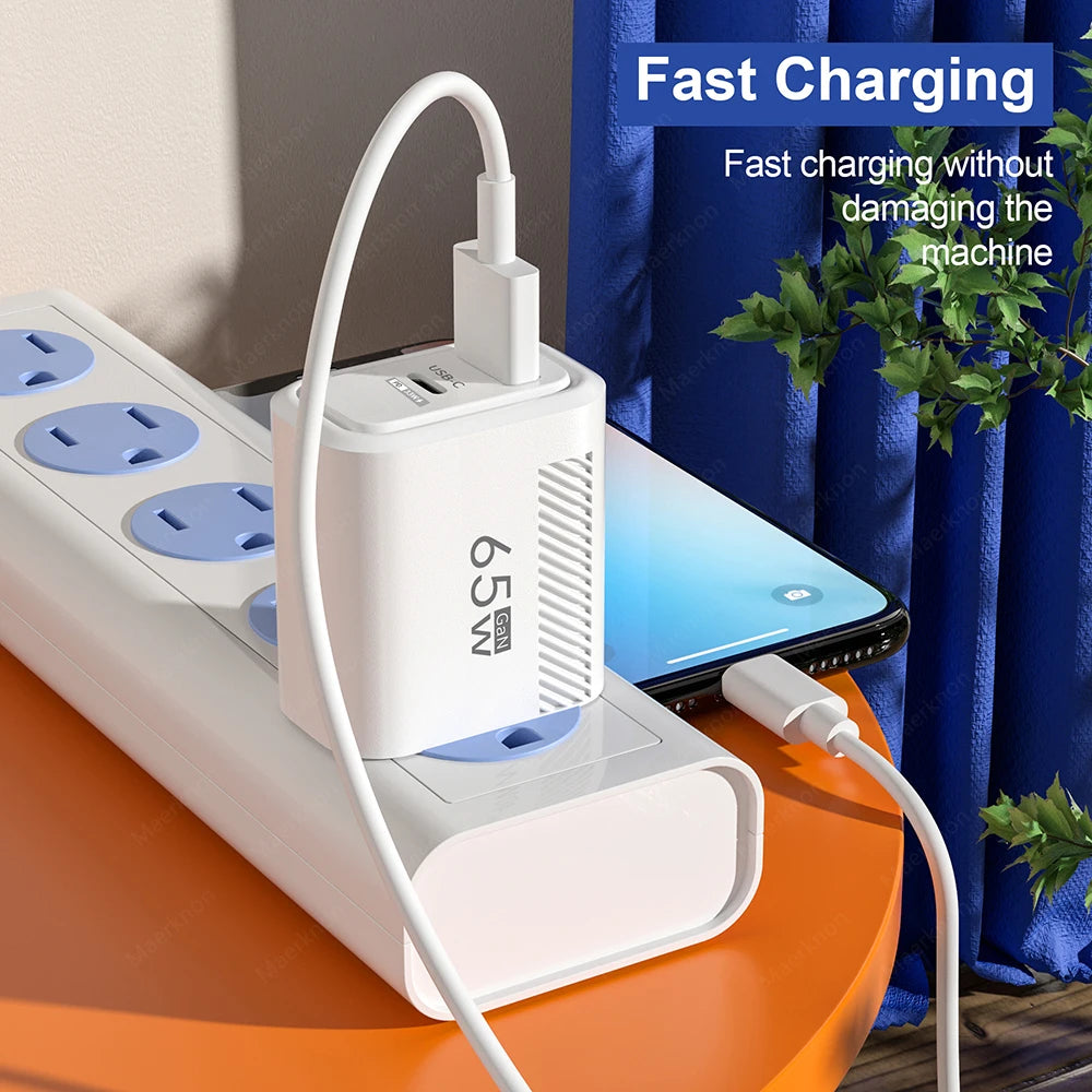 65W USB C Charger Charger Fast Charging EU/US Plug Charger Adapter For iPhone Samsung Xiaomi Phone Type C Quick Charge Charger