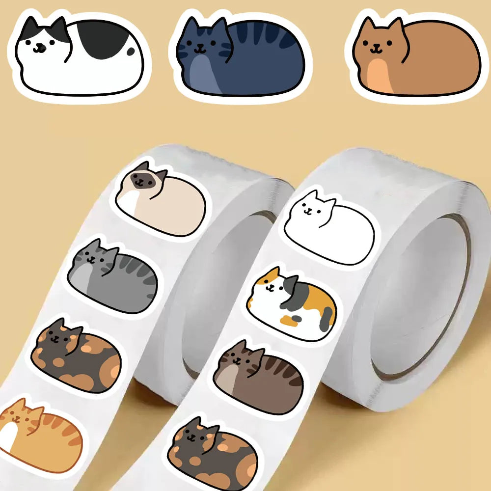 500PCS Kawaii Cartoon Cat Tuo Tuo Roll Stickers Skateboard Laptop Luggage Skateboard Phone Gift Waterproof Phone Cute Sticker ﻿