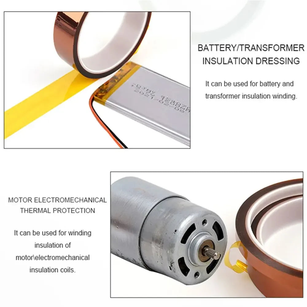 30m Long Gold Finger High Temperature Resistant Tape Polyimide Tape Multi Size Pet Anti Static Lithium Battery Insulation Tape