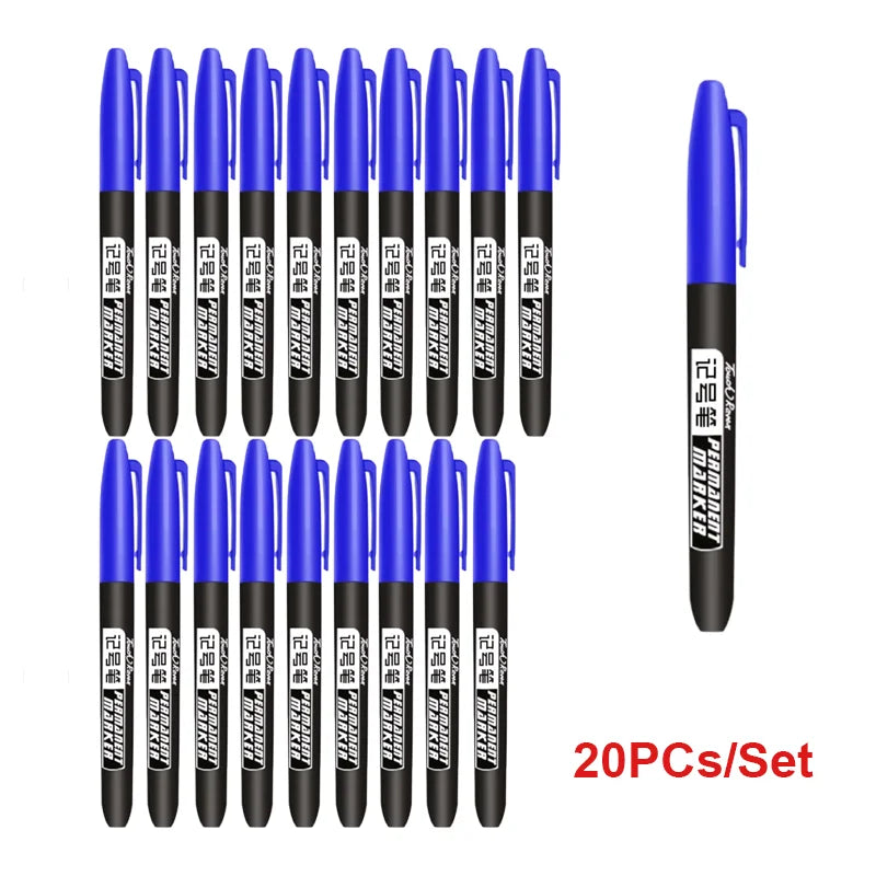 6-20PCs/Set PermanentMarker Pen Fine Point Waterproof Markers Thin Nib Crude Nib Black Blue Red Ink 1.5mm Fine Color Marker Pens