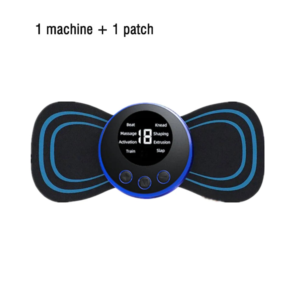 EMS Mini Neck Massager Portable Electric Pulse Cervical Massage Patch 8 Modes 19 Levels Muscle Stimulator Relax Pain Relief Tool