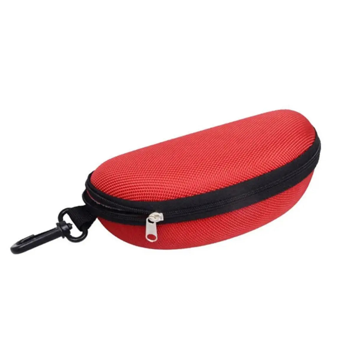 1pc Portable Sunglasses Case Protector Oxford Cloth Hard EVA Zippered Eyeglasses Case with Carabiner Unisex Eyewear Accessories