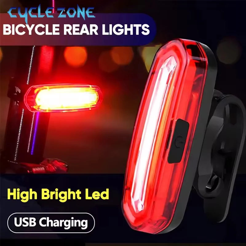 Bicycle Tail Light Night Cycling Outdoor USB Rechargeable MTB Road Bike Rear Lamp COB LED Cycling Bicycle Safety Warning Lights