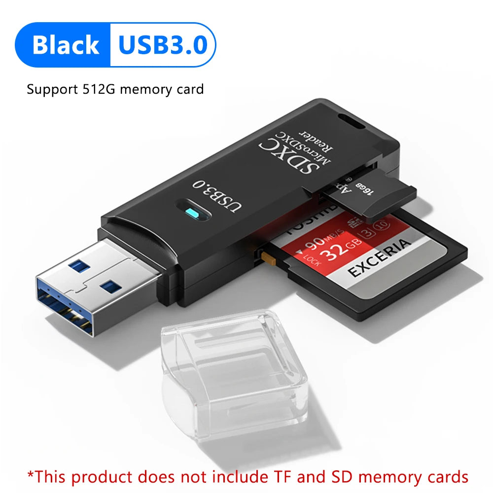 NNBILI 1-2pcs Card Reader USB3.0/2.0 To SD TF Memory Adapter High Speed TF Memory 2 IN 1 Card Reader For PC Laptop Accessories