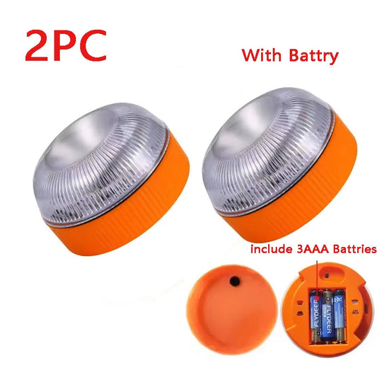1/2pc Magnetic Flashing Yellow Emergency Lamp Safety Alert Light need AAA Battery Power for Outdoor Camping Road Safety Light