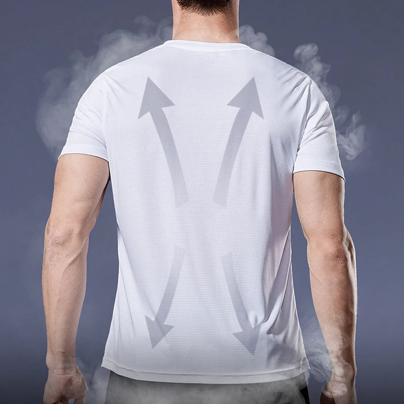 1 Piece Men's Short Sleeve Undershirt Man Athletic T-Shirt Quick Drying Lightweight Silk Underwear For Running Training Fitness