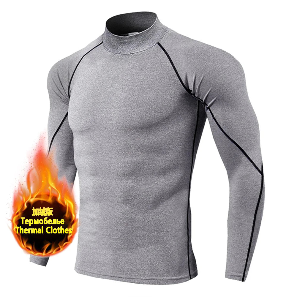 Winter Man Compression Shirt Cycling Clothing Warmth Shirt Warm Bottoming Shirt Men Compression T-Shirt Gym Sportswear 2024 New