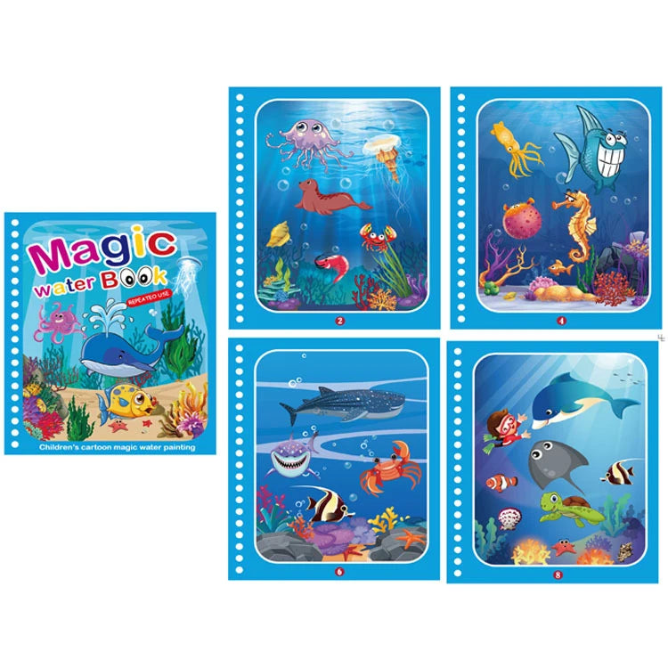 Magical Book Water Drawing Montessori Toys Reusable Coloring Book Magic Water Drawing Book Sensory Early Education for Children