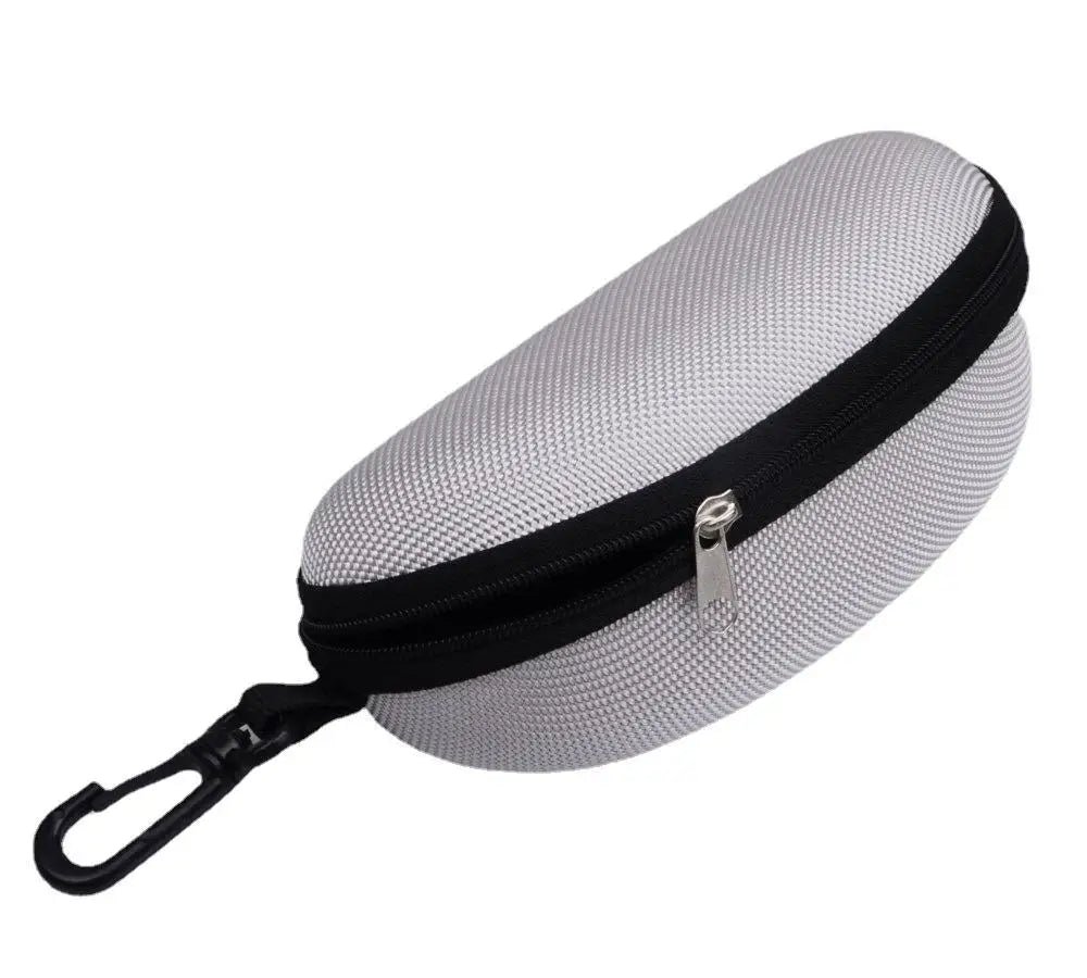 1pc Portable Sunglasses Case Protector Oxford Cloth Hard EVA Zippered Eyeglasses Case with Carabiner Unisex Eyewear Accessories