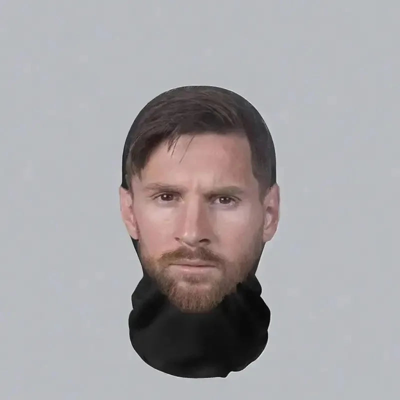 3D CR7 Messi Seamless Mask Funny Face Printed Head Scarf Famous Person Ice Silk Sunscreen Head Mask Halloween Cosplay