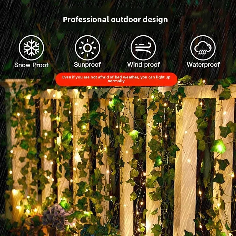 Flower Green Leaf String Lights Artificial Vine Fairy Lights Battery Powered Christmas Tree Garland Light for Weeding Home Decor