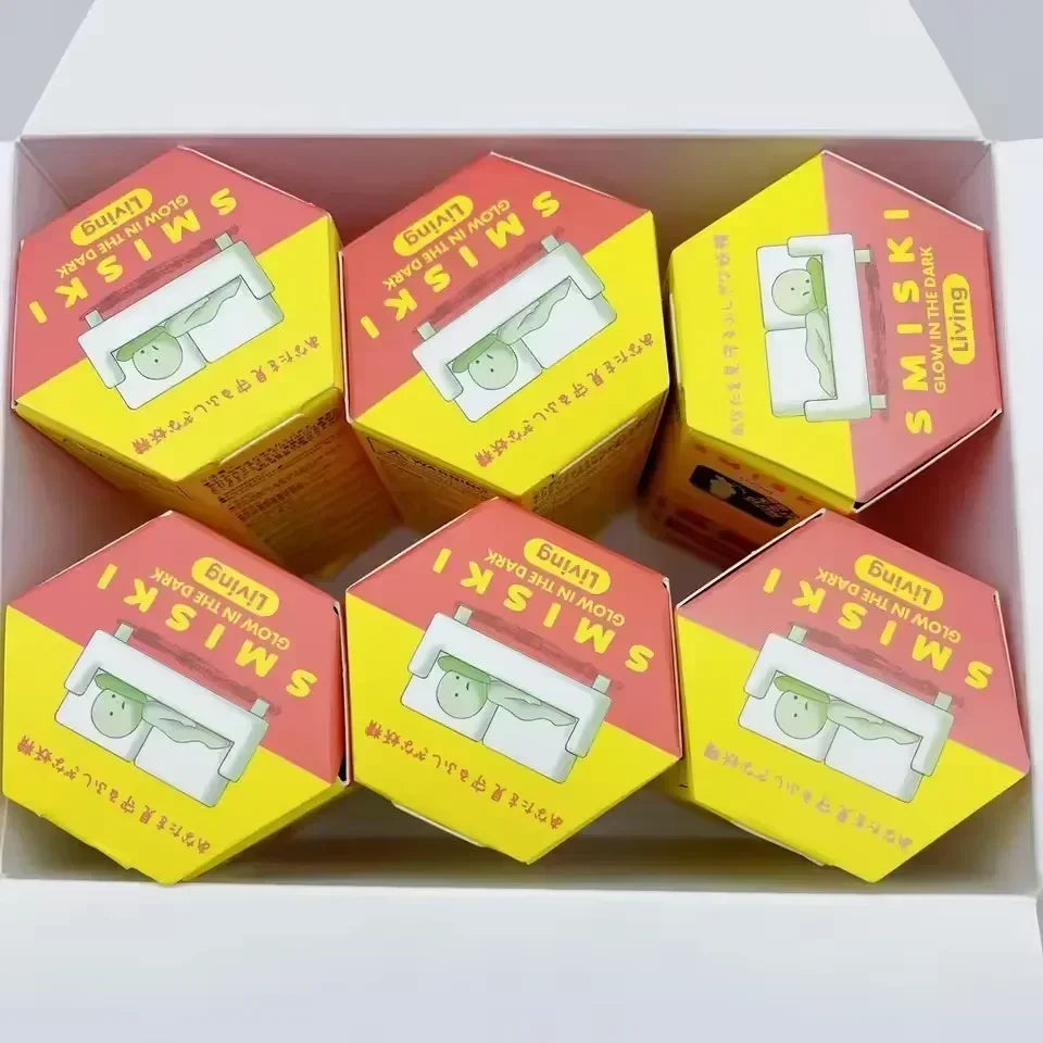 New Hot Sonny Angel Smiski Work Serie Mystery Cute Noctilucent Green Doll Action Figures Cartoon Desktop Blind Box Xmas Gift Toy