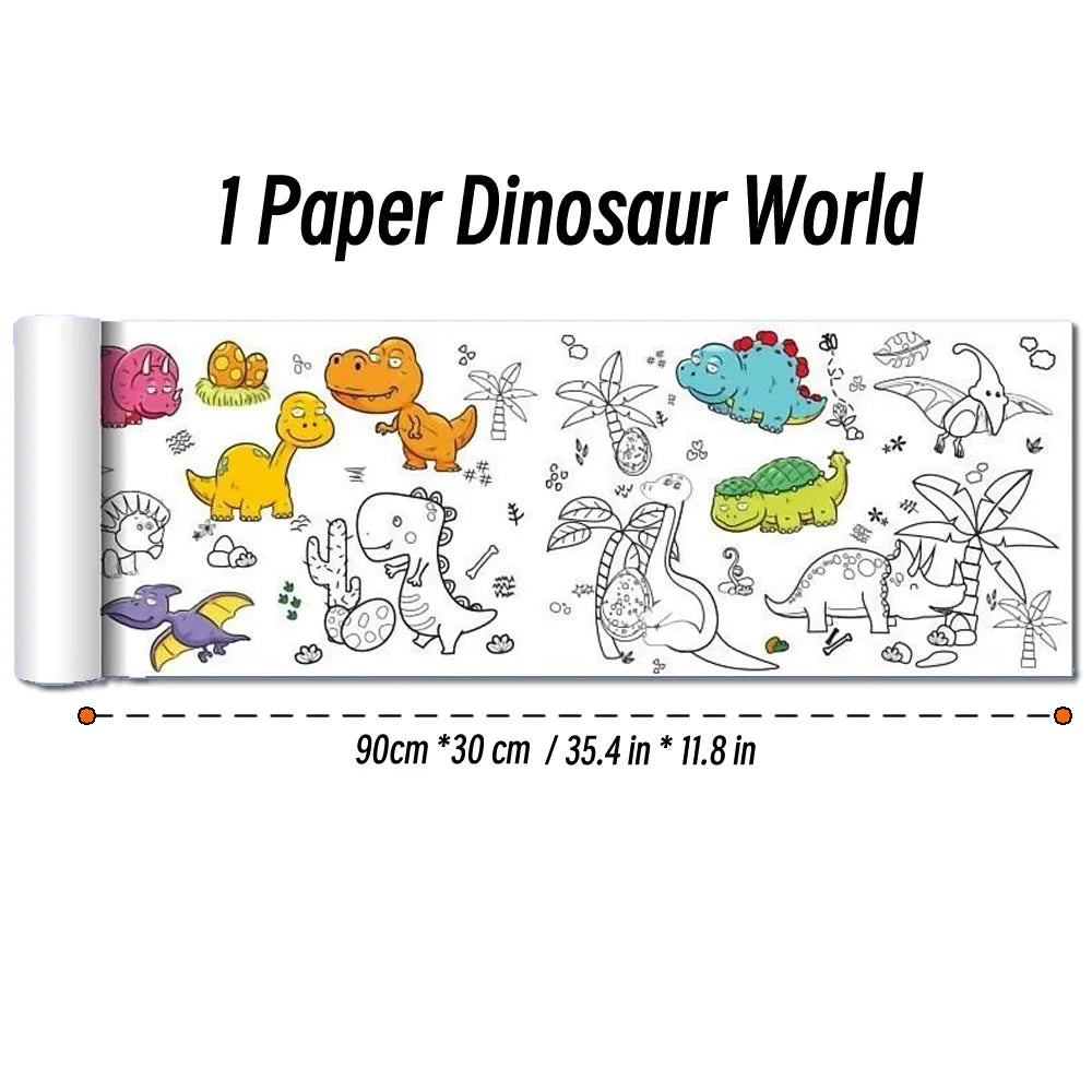 90cm Animal Canvas Children's Drawing Roll DIY Coloring Paper Roll Color Filling Graffiti Paper-cut Painting Educational School