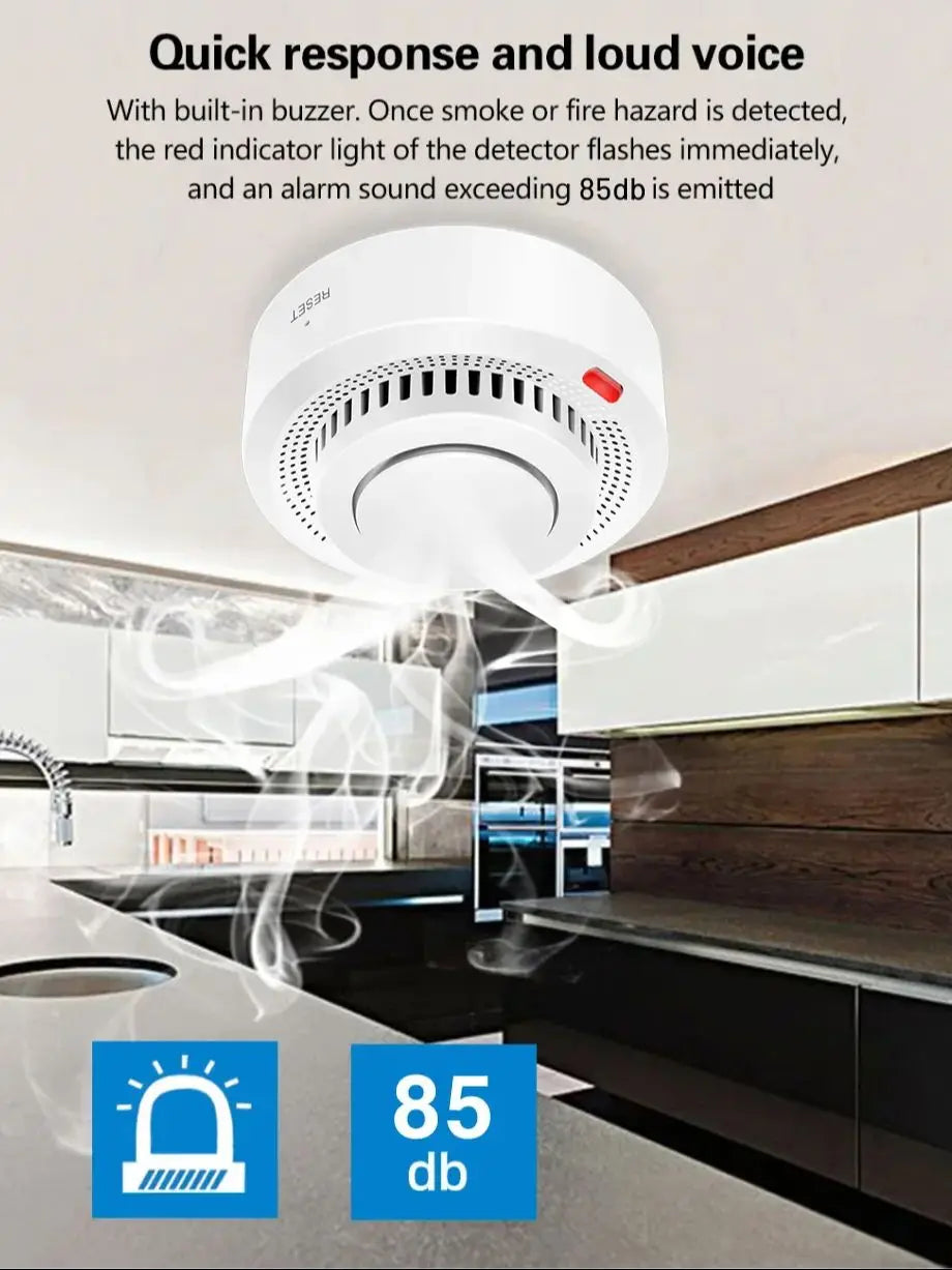 360° Comprehensive Detection, Tuya Smart WiFi Smoke Detector, Remote Monitoring Of Home Safety, Compatible With Alexa And Google