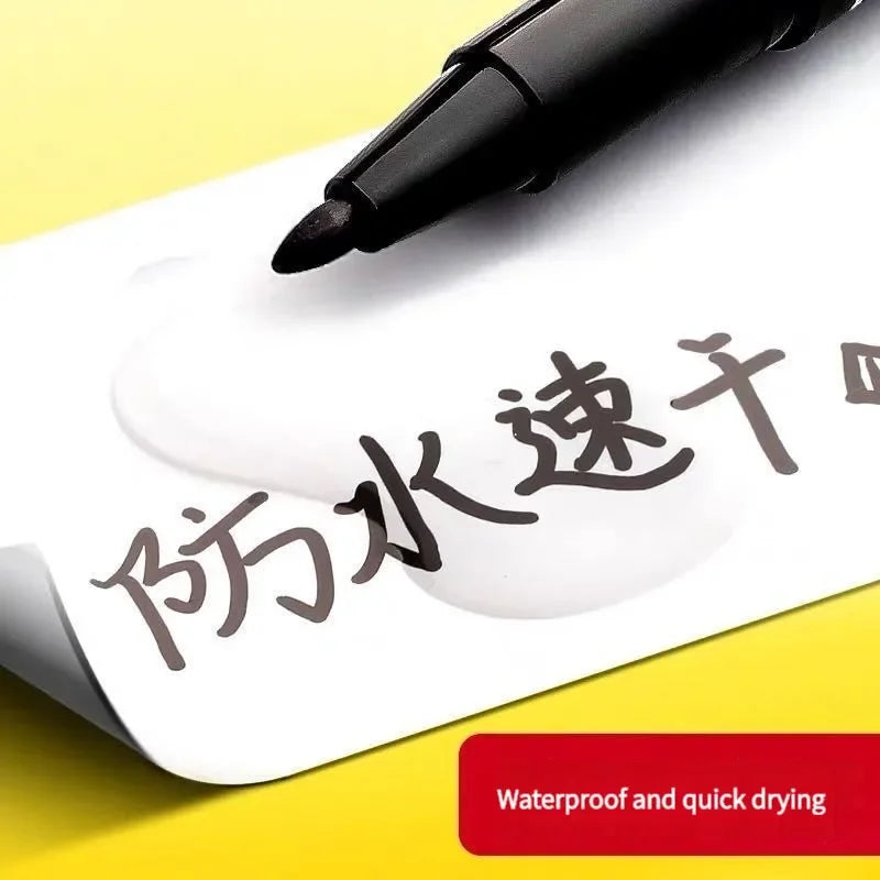 10Pcs Double-Tip Permanent Paint Marker Pens Black/Blue Ink for Plastic Wood Stone Metal Glass Doodling Marking Graffiti Art Set