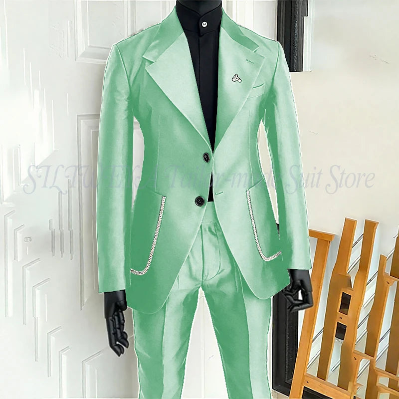 Black Men's 2 Piecs Suits Blazer Pants Single Breasted Daily Work Business Casual Party Suit Set Traje De Hombre Elegante