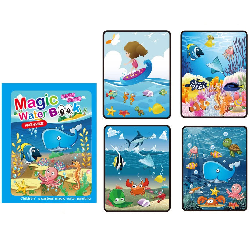 1P Reusable Water Drawing Book - Mess-Free Magic Painting Pad with Refillable Water Pen