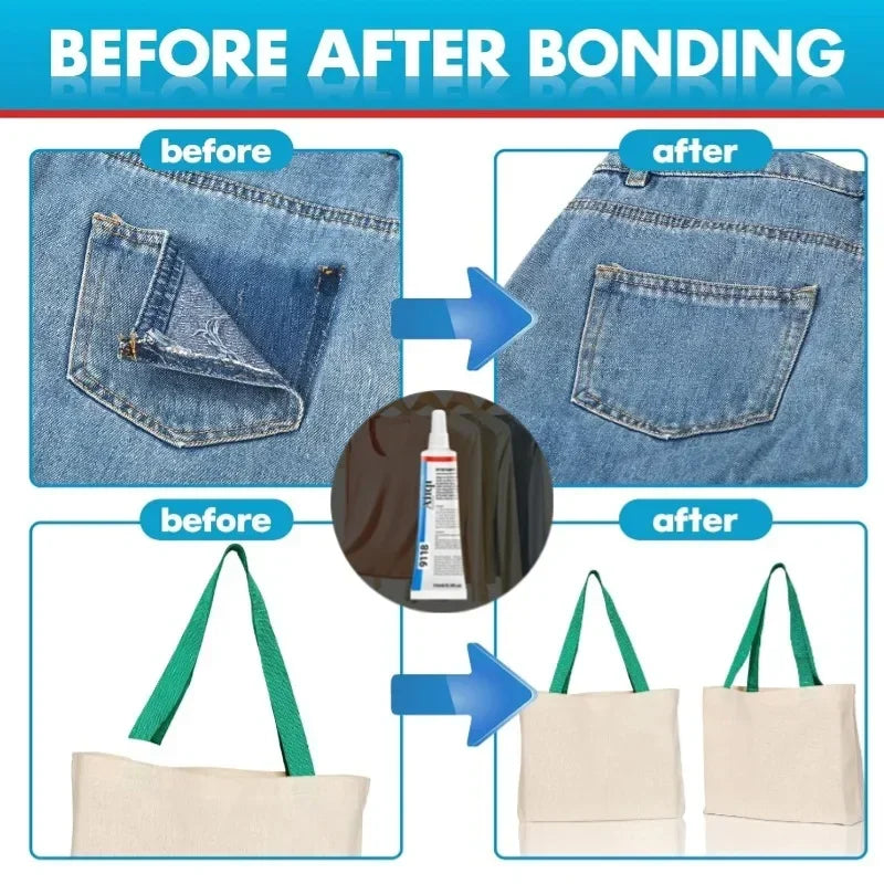 Multipurpose Strong Fabric Patching Glue Seam Adhesive Waterproof Agent Permanent Bonding Clothing Textiles Repair Tool 15/60ml