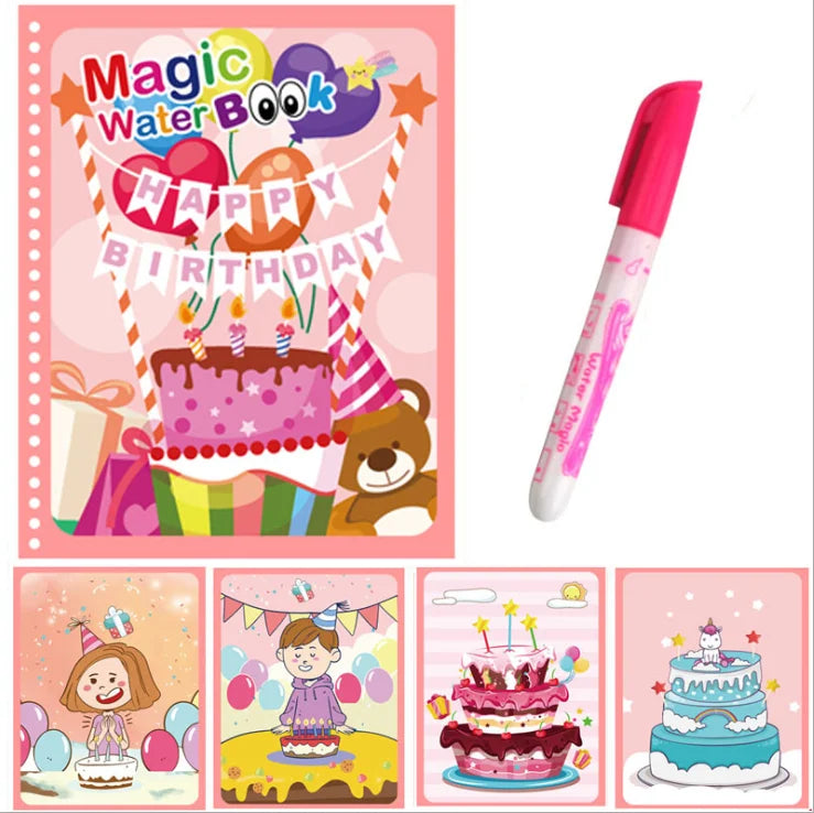 1 Book+1 Pen Reusable Coloring Book Water Painting Book Sensory Early Education Puzzle Drawing Toys