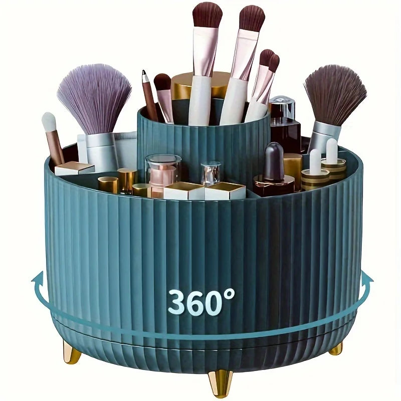 360-degree Rotating Cosmetic Storage Box -cosmetic Storage Box with 5 Compartments - Multi-functional Storage Box for Brushes