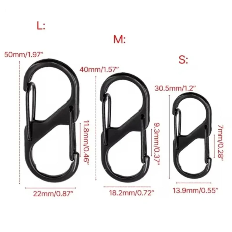 10 Pcs S Shaped Carabiner Metal Double Hooks Carabiner Keychain Small Spring Clips for Camping Fishing Traveling