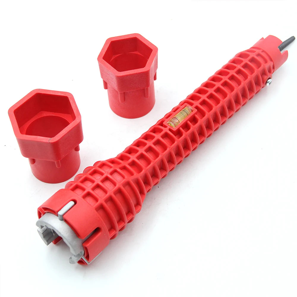 Three head red Sink wrench 8-in-1 screw removing water heater water pipe socket wrench hand tool set