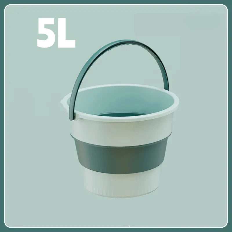 5/10/17L Folding Portable Bucket with Cover Car Wash Fishing Bathroom Tool Silicone Bucket Outdoor Camping Household Supplies
