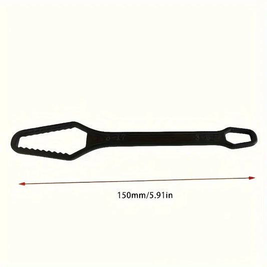 1pc Multi functional black 150mm long T-shaped wrench, adjustable self tightening double head wrench, portable manual tool for a