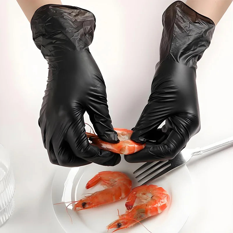 50PCS Disposable Gloves Black Nitrile Gloves Home Kitchen Cooking Tools Tattoo Washing Car Household Cleaning Work Gloves