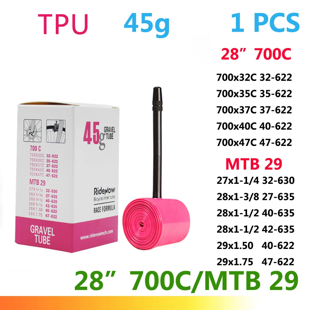 RideNow TPU Bike Inner Tube 700C 700x18 23 25 28 32 35 37 40 47C Road Bicycle Tire MTB Bike Camera 29x1.5 1.75 1.9 pneu aro