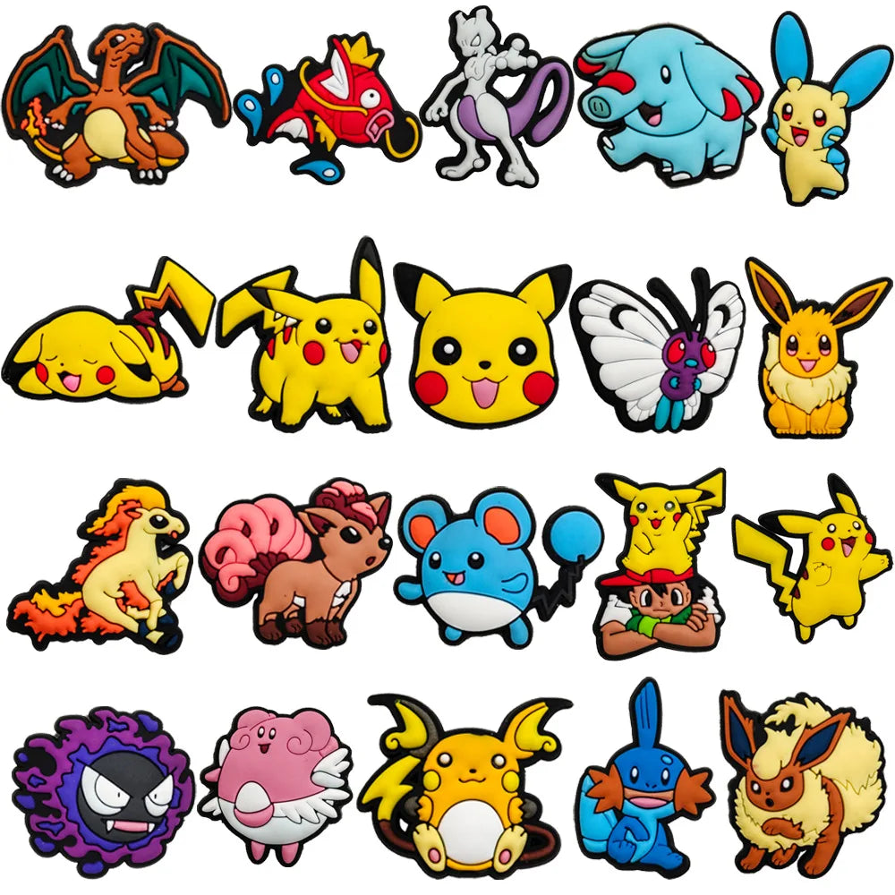 10/20/27/57Pcs Anime Pokemon Pikachu Sneakers Buckle Kawaii Charizard Squirtle Hole Slipper Accessories Decration Buckle Gifts