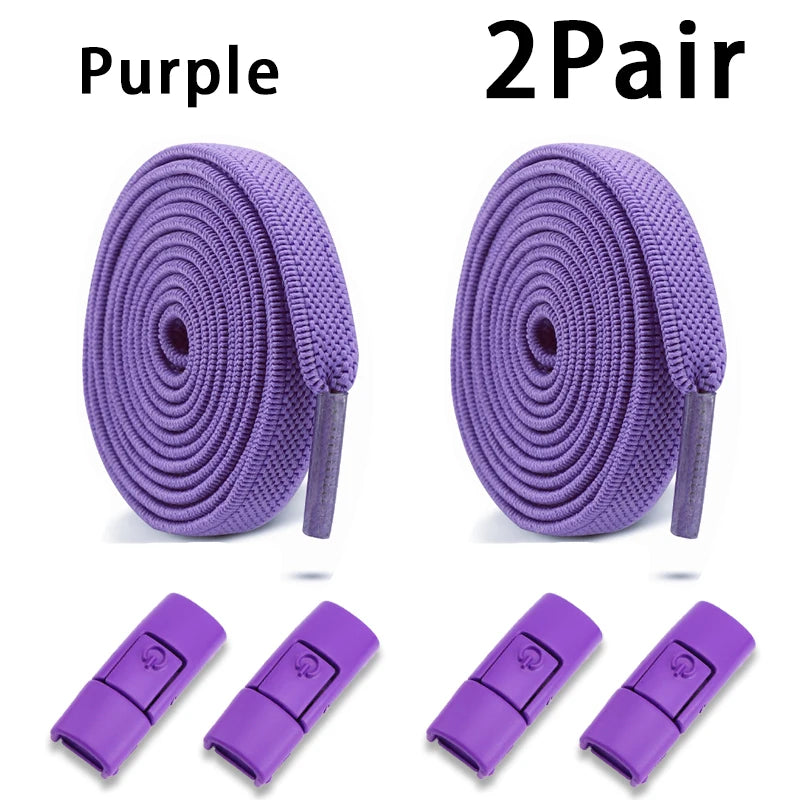 Elastic Laces Sneakers Tennis No Tie Shoe laces Lock Shoelaces without ties Kids Adult Shoelace Shoes Accessories 1Pair/2Pair