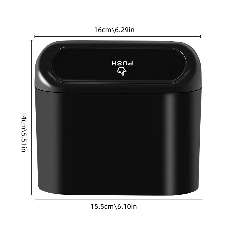 Car Trash Bin Hanging Vehicle Garbage Dust Case Storage Box Plastic Pressing Square Trash Can Type Auto Car Supplies