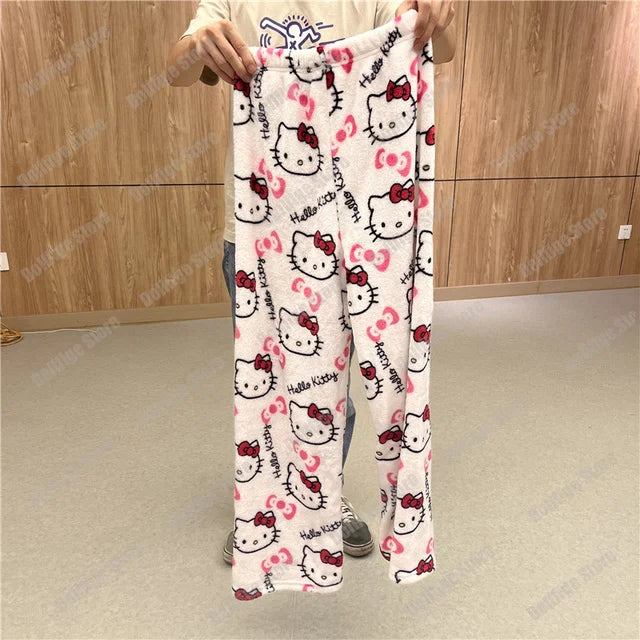 Y2K Hello Kitty Pajamas Pants Sanrio Anime Women's Pajama Pants Cartoon Couple Home Sleepwear Trousers Leisure Home Clothing