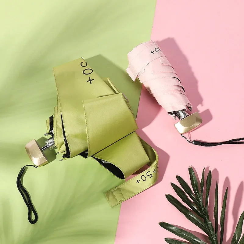 1Pc Mini Sun Umbrella Pocket Rain Umbrella Vinyl Folding UV Ultraviolet Protection Sun Shade Pocket Parasol Capsule