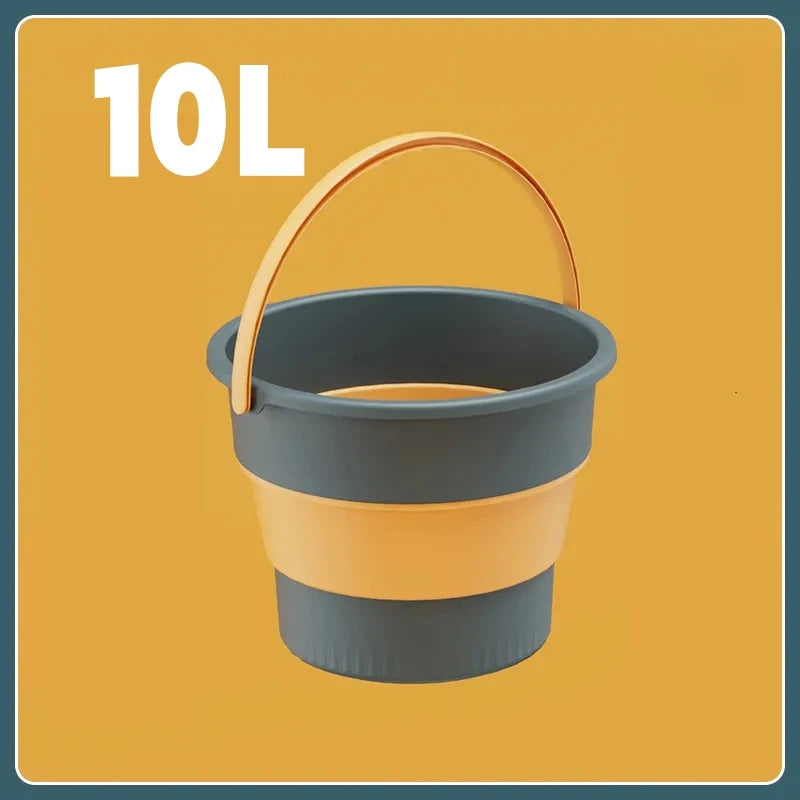 5/10/17L Folding Portable Bucket with Cover Car Wash Fishing Bathroom Tool Silicone Bucket Outdoor Camping Household Supplies