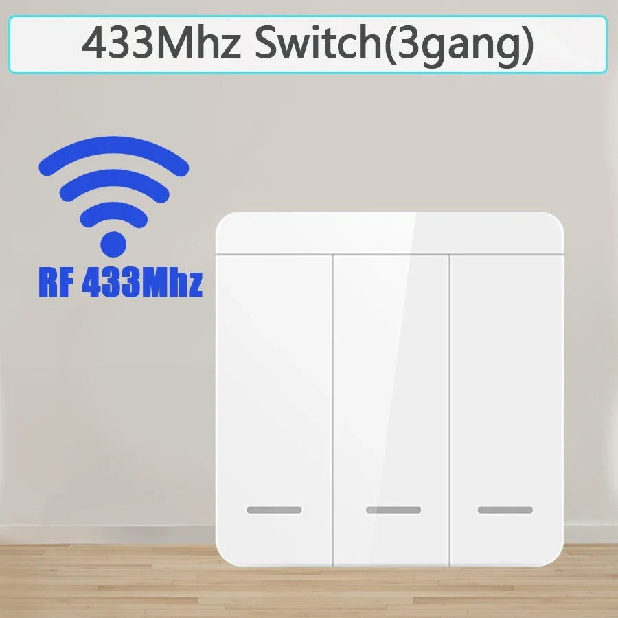 433MHz 1/2/3Gang 86 Wall Panel Switch Wireless Smart Switch Light with Remote Control Interruptor 10A 110V 220V For LED Lamp