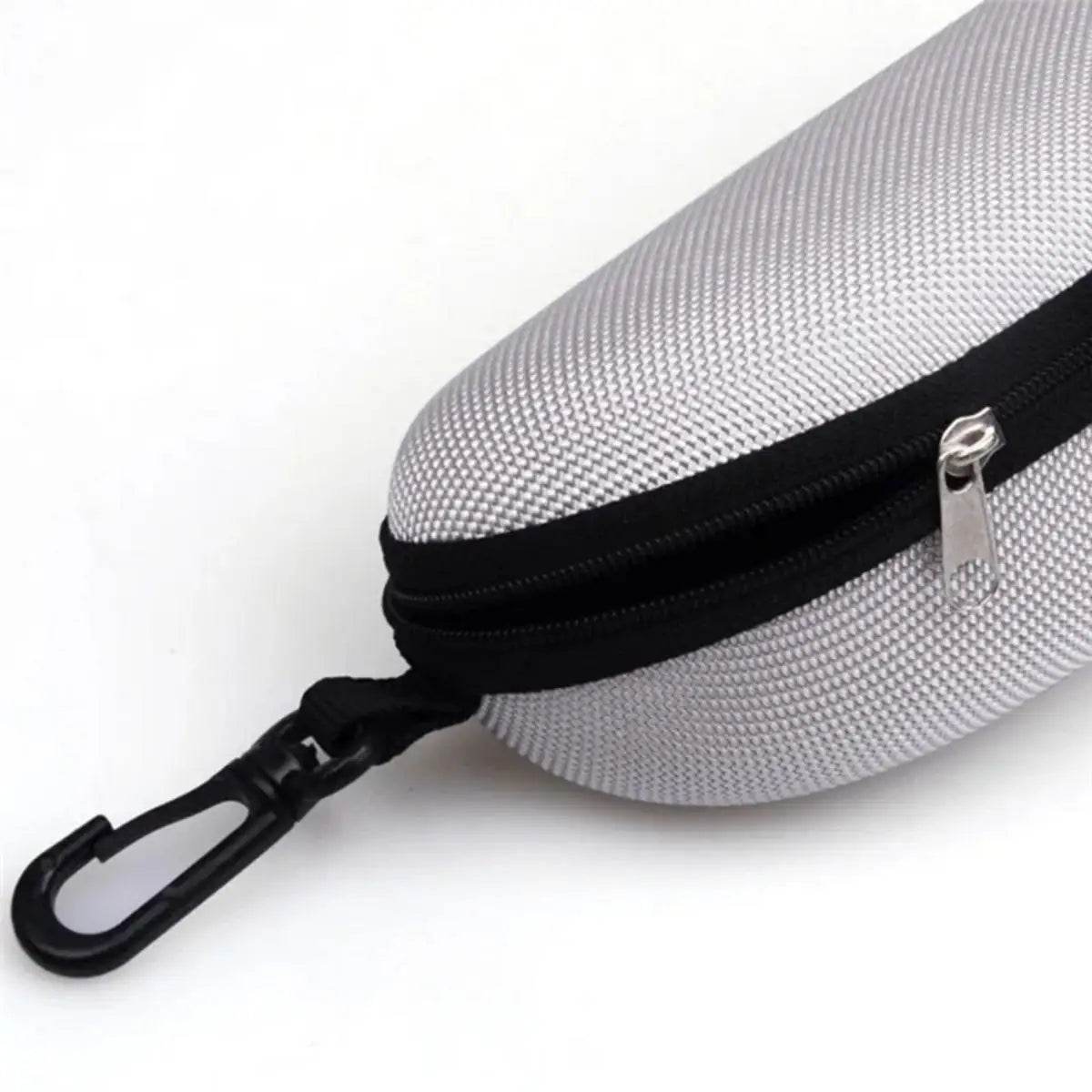 1pc Portable Sunglasses Case Protector Oxford Cloth Hard EVA Zippered Eyeglasses Case with Carabiner Unisex Eyewear Accessories