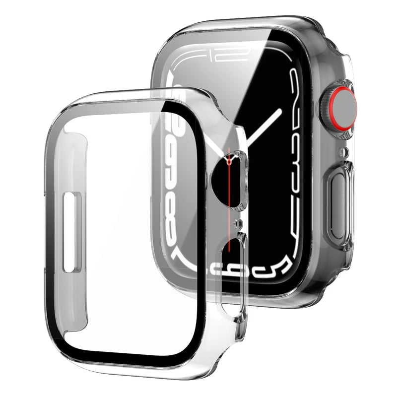 Tempered Glass+Cover For Apple Watch Case 45mm 41mm 44mm 40mm 42mm Screen Protector Apple Watch Accessories Serie10/9/8/7/6/5/SE