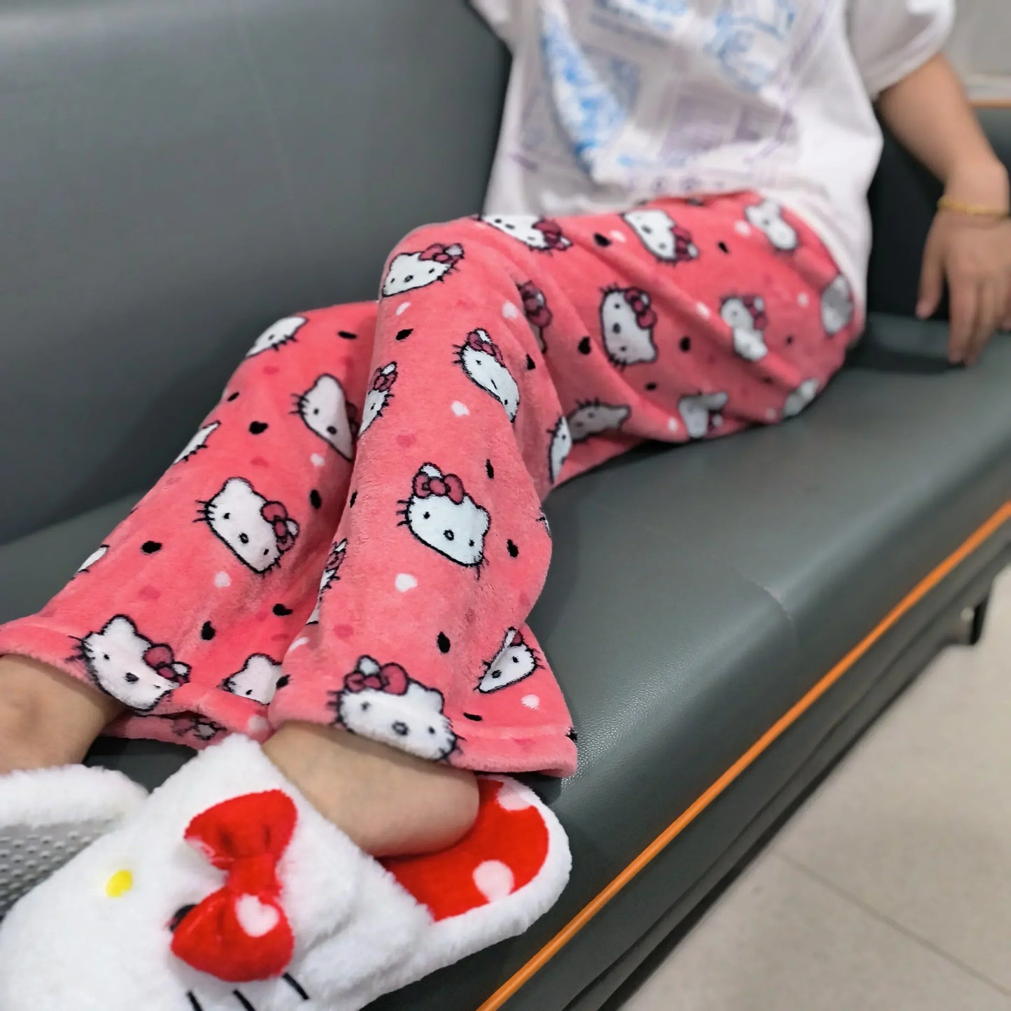 Y2K Hello Kitty Pajamas Pants Sanrio Anime Women's Pajama Pants Cartoon Couple Home Sleepwear Trousers Leisure Home Clothing