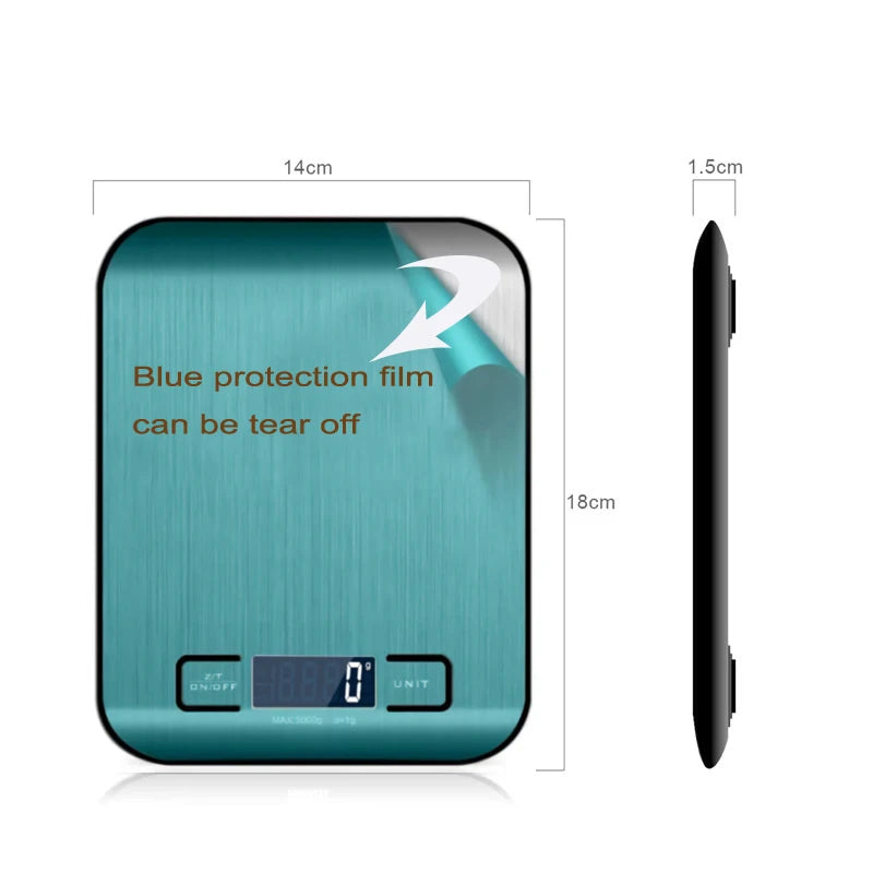 Digital Kitchen Scale LED Display 5kg/1g Stainless Steel Panel Electronic Scales Home Jewelry Food Snacks Weighing Baking Tools