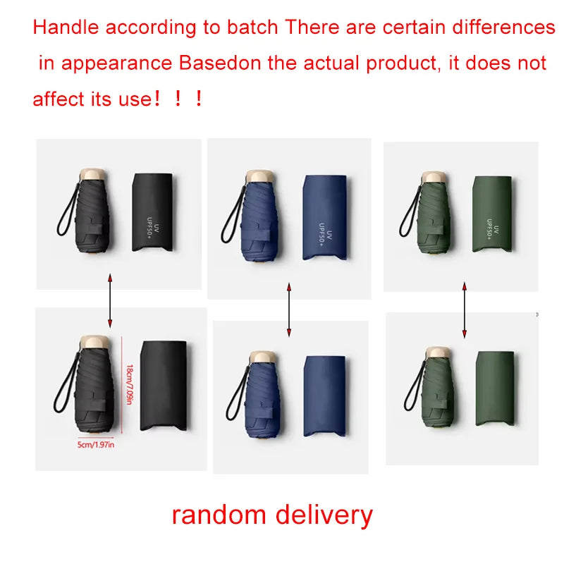 1Pc 55% Off Mini Sun Umbrella Pocket Rain Umbrella Vinyl Folding UV Ultraviolet Protection Sun Shade Pocket Parasol Capsule