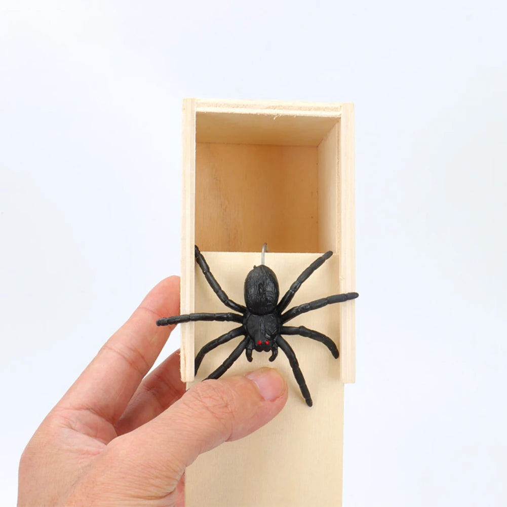 Trick Spider Funny Scare Box Wooden Hidden Box Quality Prank Wooden Scare Box Fun Game Prank Trick Friend Office Toys