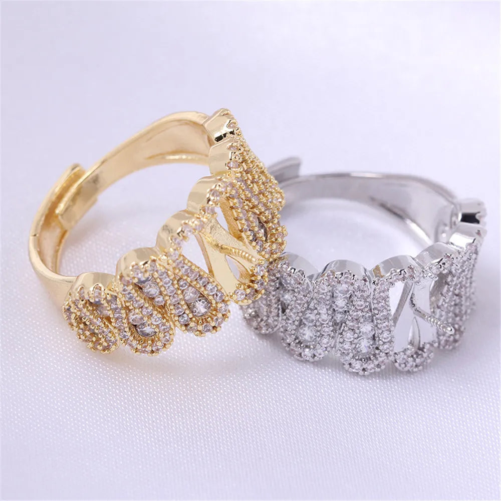 19 Style Pearl Ring Empty Set Domestic 14K Gold Opening Ring Simple Fashion Ring Set Zircon Temperament Handmade DIY Accessories