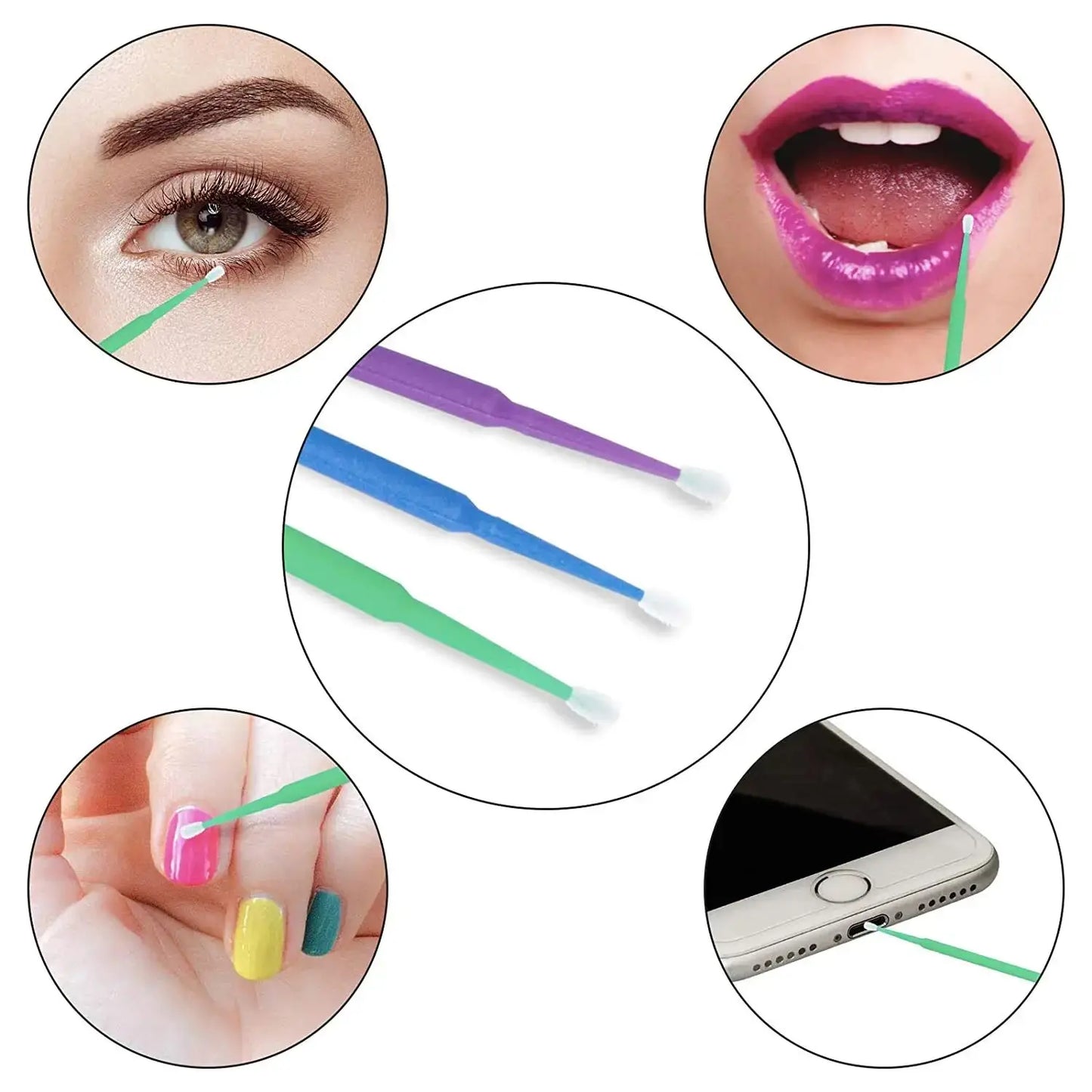 100pcs Disposable MicroBrush Eyelashes Extension Individual Lash Removing Swab Micro Brush For Eyelash Extension Tools