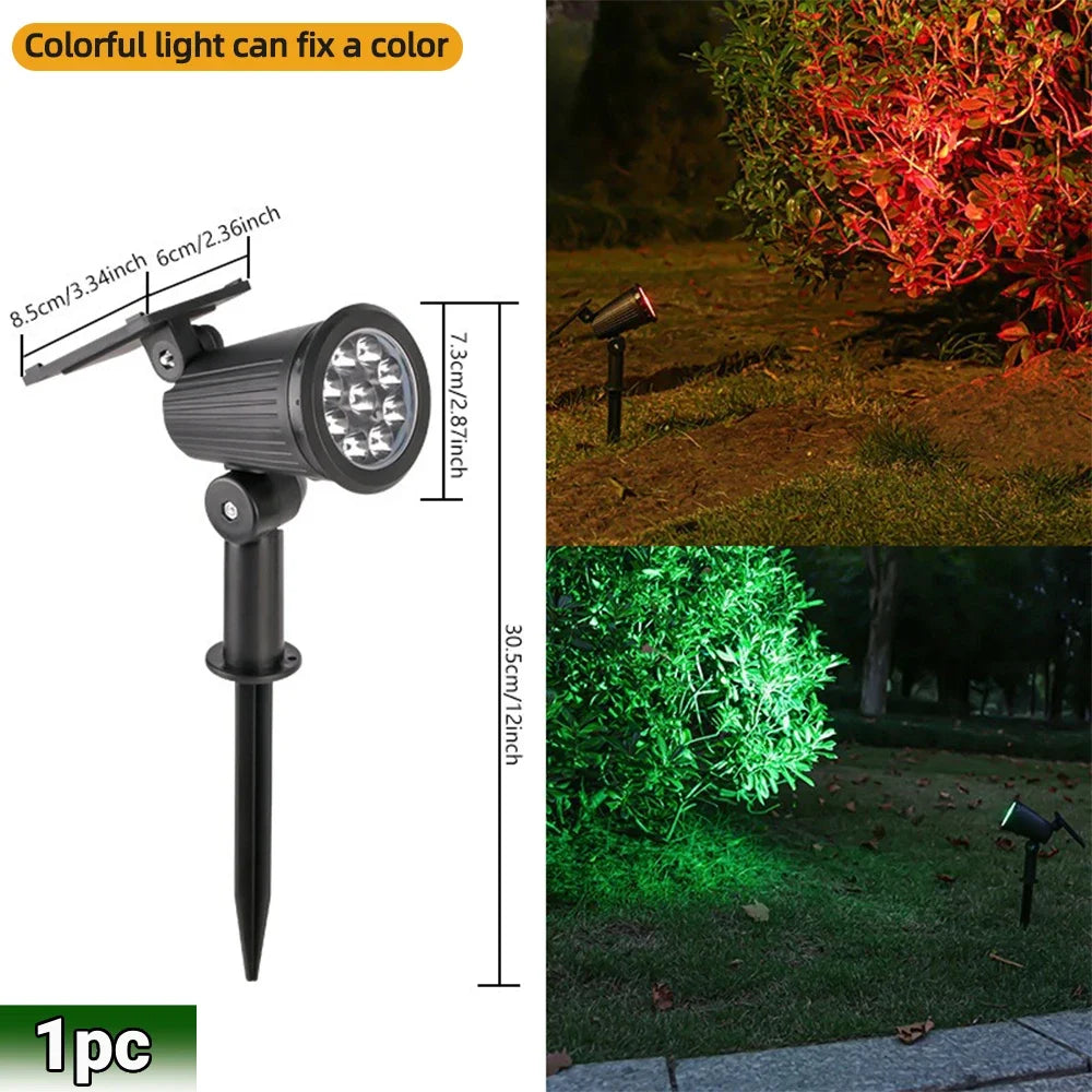 9 LED Solar Spot Lights IP65 Waterproof Outdoor RGB Solar Landscape Lights Brightness Adjustable for Garden Yard Palm Trees