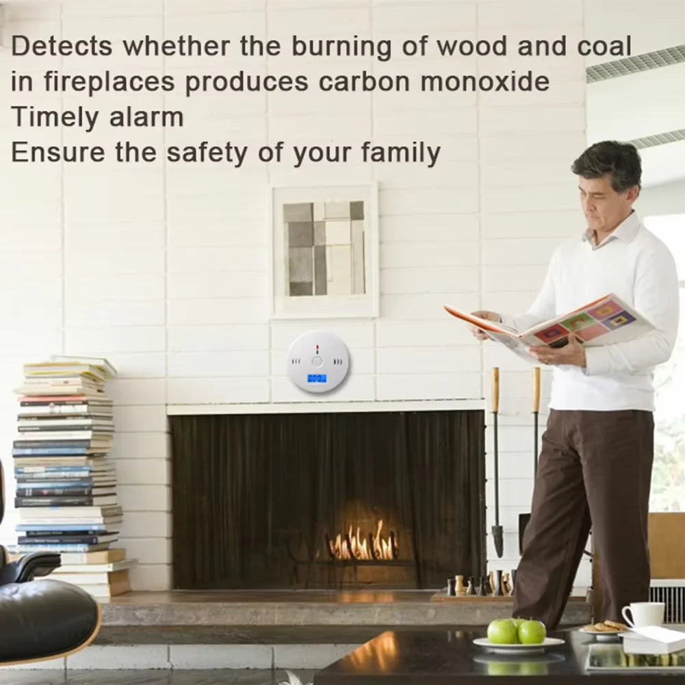 Carbon Monoxide Alarm Smoke Alarm Co Detector LCD Display Alarm Home Wireless Toxic Gas Leak Detector Fire Sound Alarm
