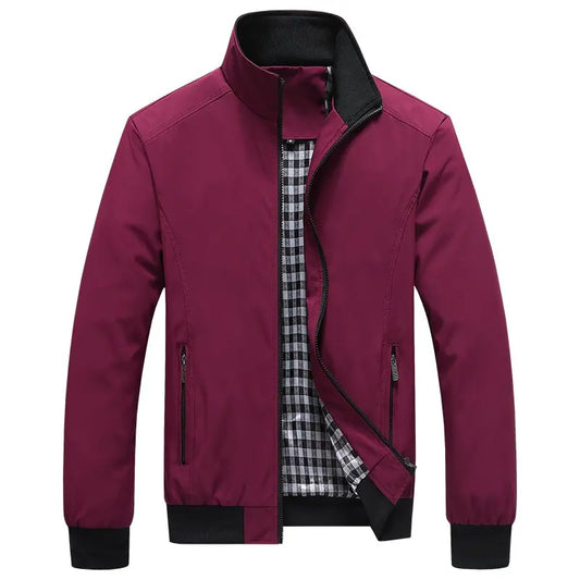 Autumn and Spring Fashion Trend Pure Color Retro Sports Workwear Jacket Men's Casual Loose Comfortable Windproof Plus Size Coat