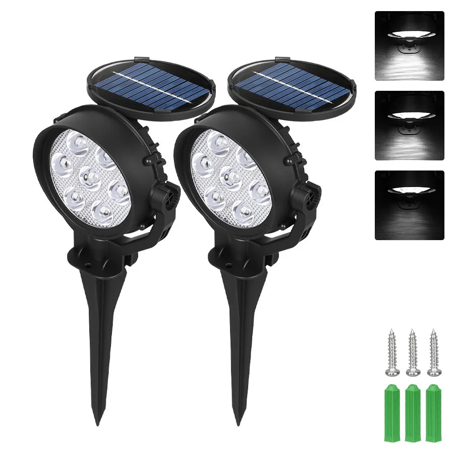 9 LED Solar Spot Lights IP65 Waterproof Outdoor RGB Solar Landscape Lights Brightness Adjustable for Garden Yard Palm Trees